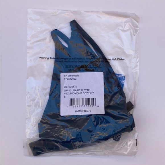 FREE People Oh Scuba Bralette in midnight cowboy. SMALL: 32D/34A/34B NWT. (OS-2) - Picture 3 of 5